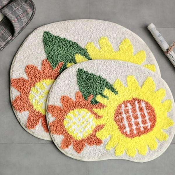 부드러운 해바라기 발 매트 플라워 꽃잎 발 매트 극세사 북유럽