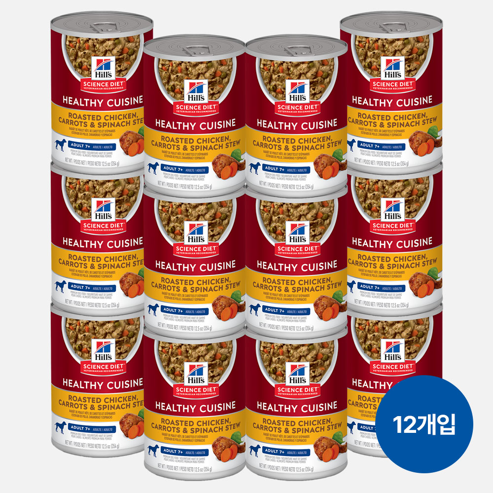 힐스 강아지사료 어덜트 7+ 헬시 퀴진 치킨 스튜 습식 주식캔 354g x 12개 제품 이미지
