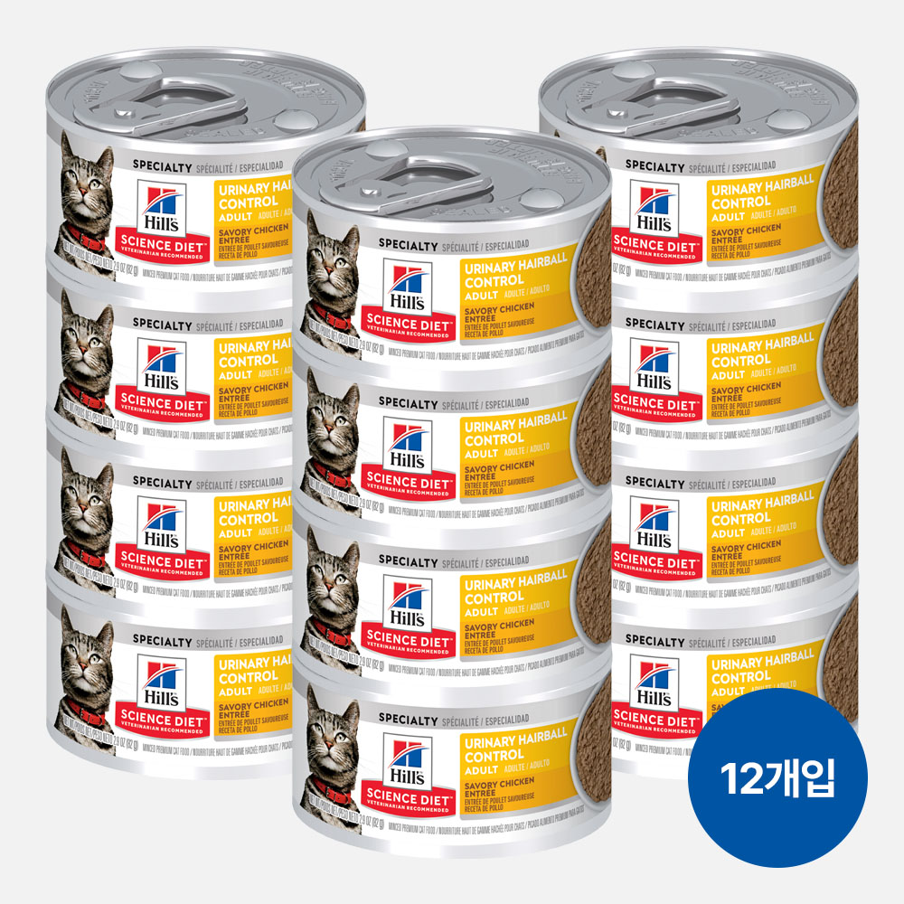 힐스 고양이사료 어덜트 유리너리 헤어볼 컨트롤 스튜 주식캔 82g X 12개 제품 이미지