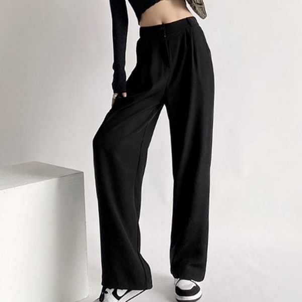 데일리 여성 와이드 슬랙스 루즈핏 여자 와이드 팬츠 핀턱 하이 - 상품 이미지