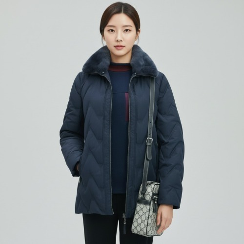 엄마옷 조이마담 J3385 렉스퍼 자수 덕다운 패딩 자켓 점퍼 중년여성의류 - 상품 이미지