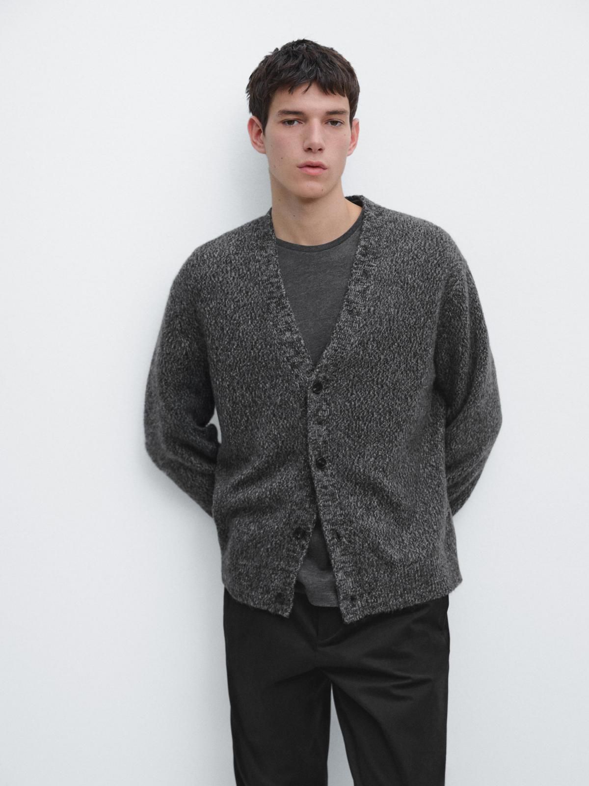 마시모두띠 프리미엄 울블렌드 브이넥 니트 카디건 1076/235 ANTHRACITE GREY - 상세 이미지 3