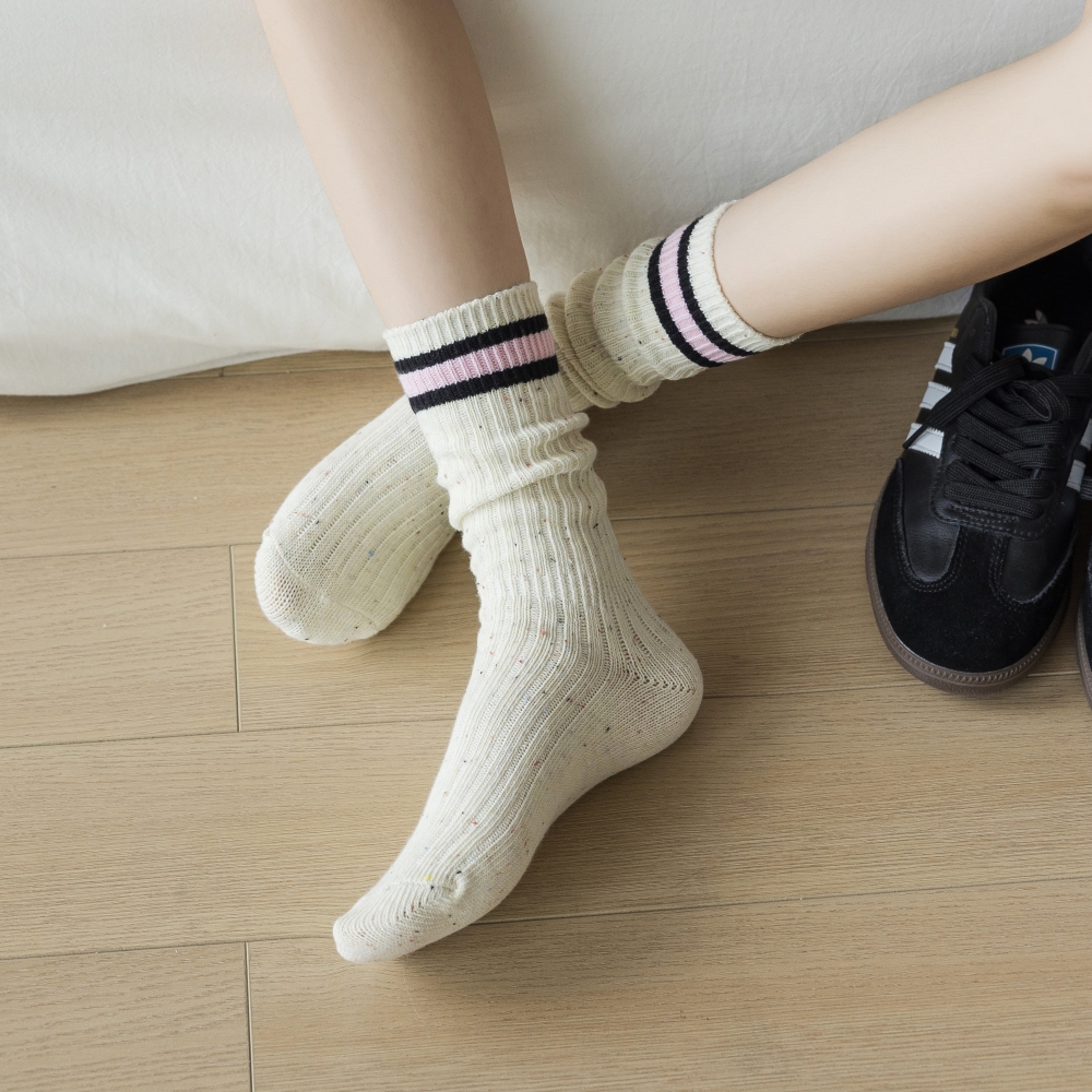 흘러내리지 않는 무압박 여자면양말 네프사 스트라이프 6종컬러 양말세트 이미지 6