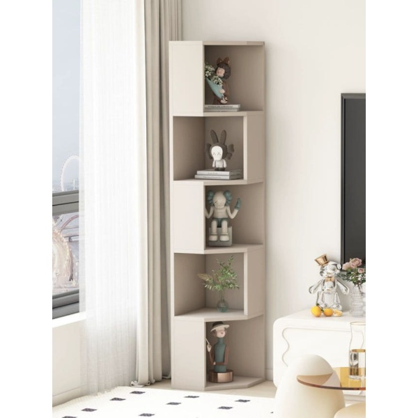 화이트 우드 홈바 삼층 수납장 술장 선반 코너 장식장 드레스룸 4층 120x30x30 - 상품 이미지