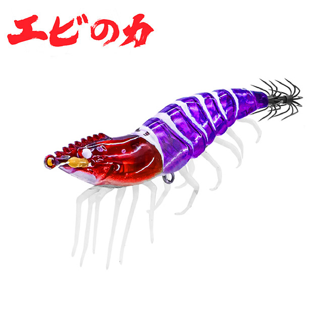 치카라 야광 리얼 쉬림프 새우 에기 UV 케이무라 새우모양 레드헤드 퍼플, 5cm - 상품 이미지