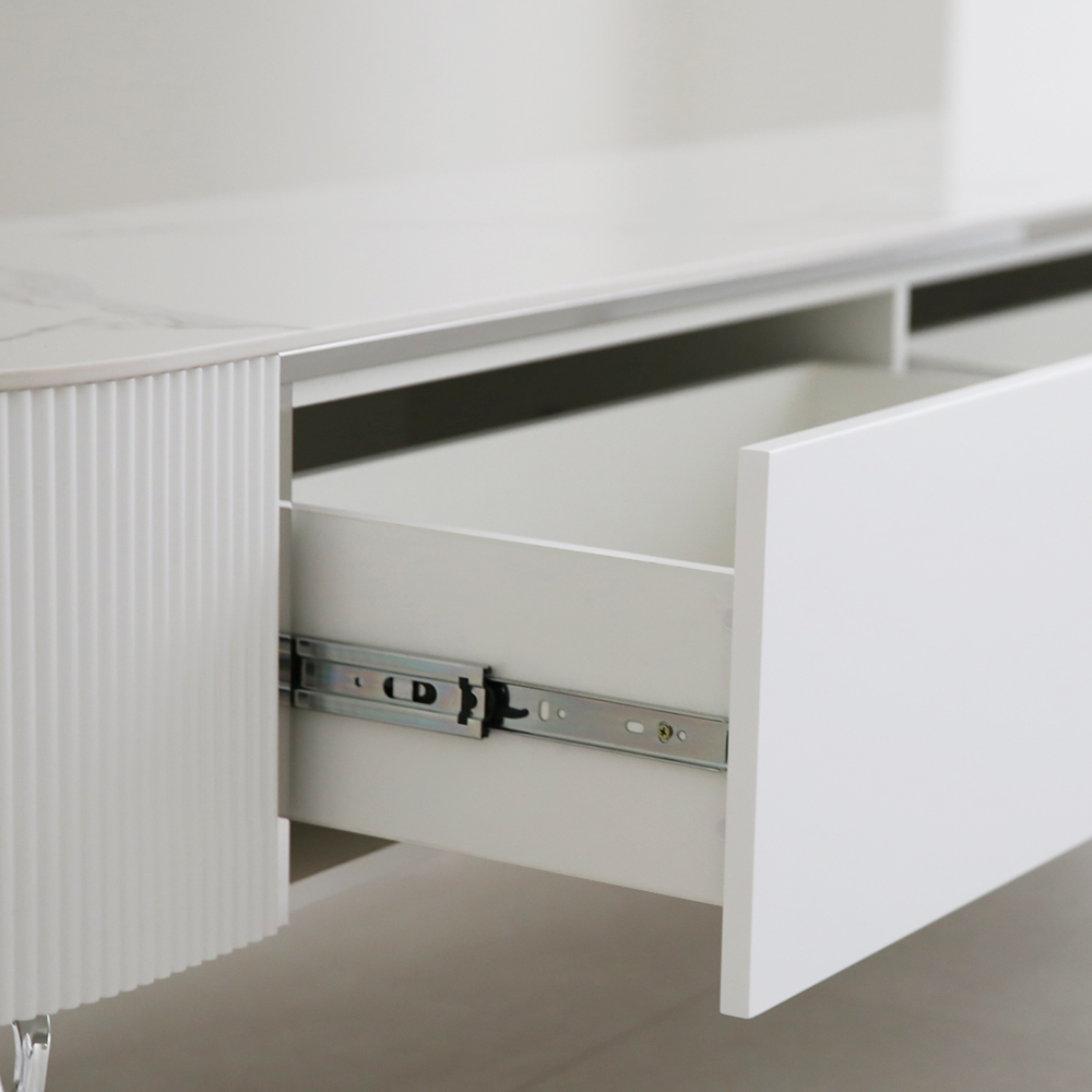 헤라 템바보드 반타원 통 세라믹 거실장 고급 마블 티비다이 수납 TV 장식장 2000