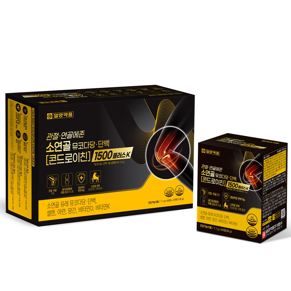 일양약품 관절 연골에존 소연골 뮤코다당 단백 콘드로이친1500 플러스 K (2개월분) 1개 - 상품 이미지