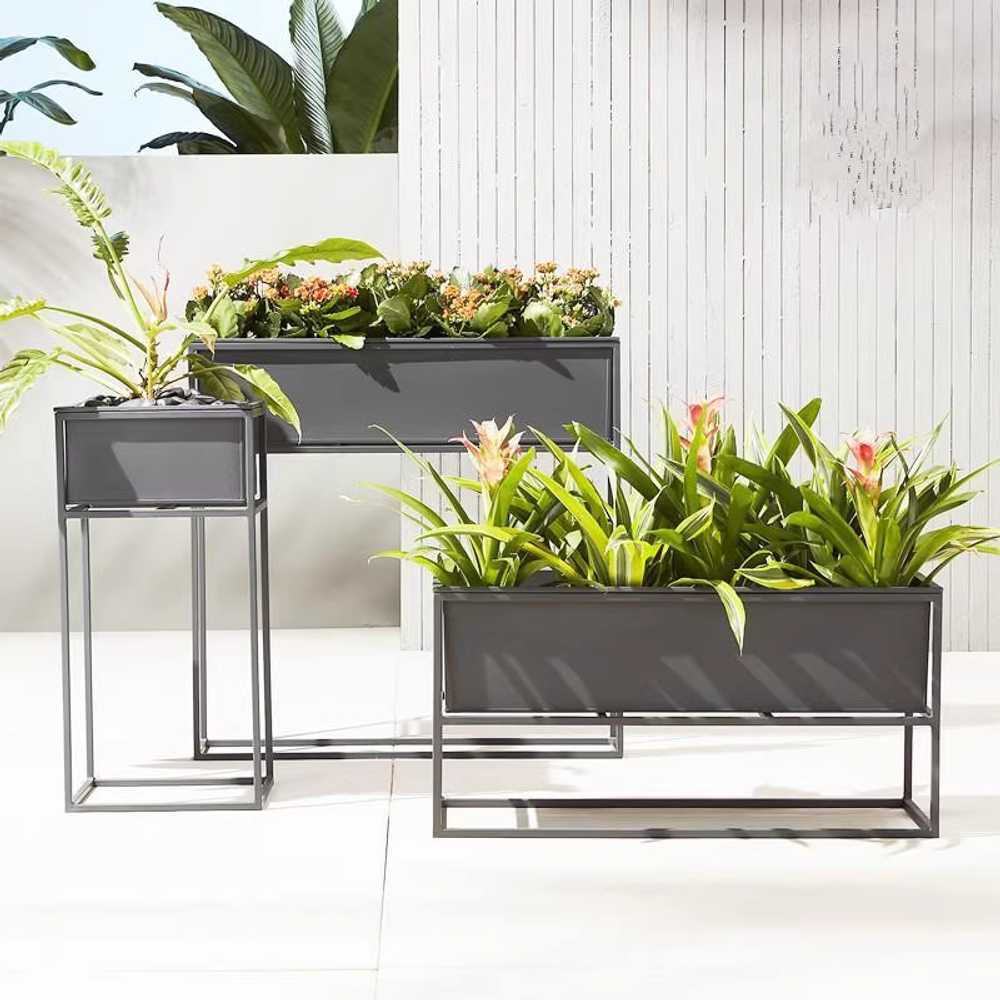 사각 플랜트 박스 카페 야외 화단 꽃 스탠드 화분 - 상품 이미지
