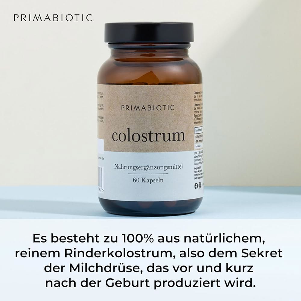 콜로스트럼 캡슐 - 프리마 비오틱 콜로스트럼 400mg 순수하고 소 콜로스트럼 60 캡슐 면역 체계와 장 건강에 대한 자연 지원 Kapsel - 상세 이미지 5