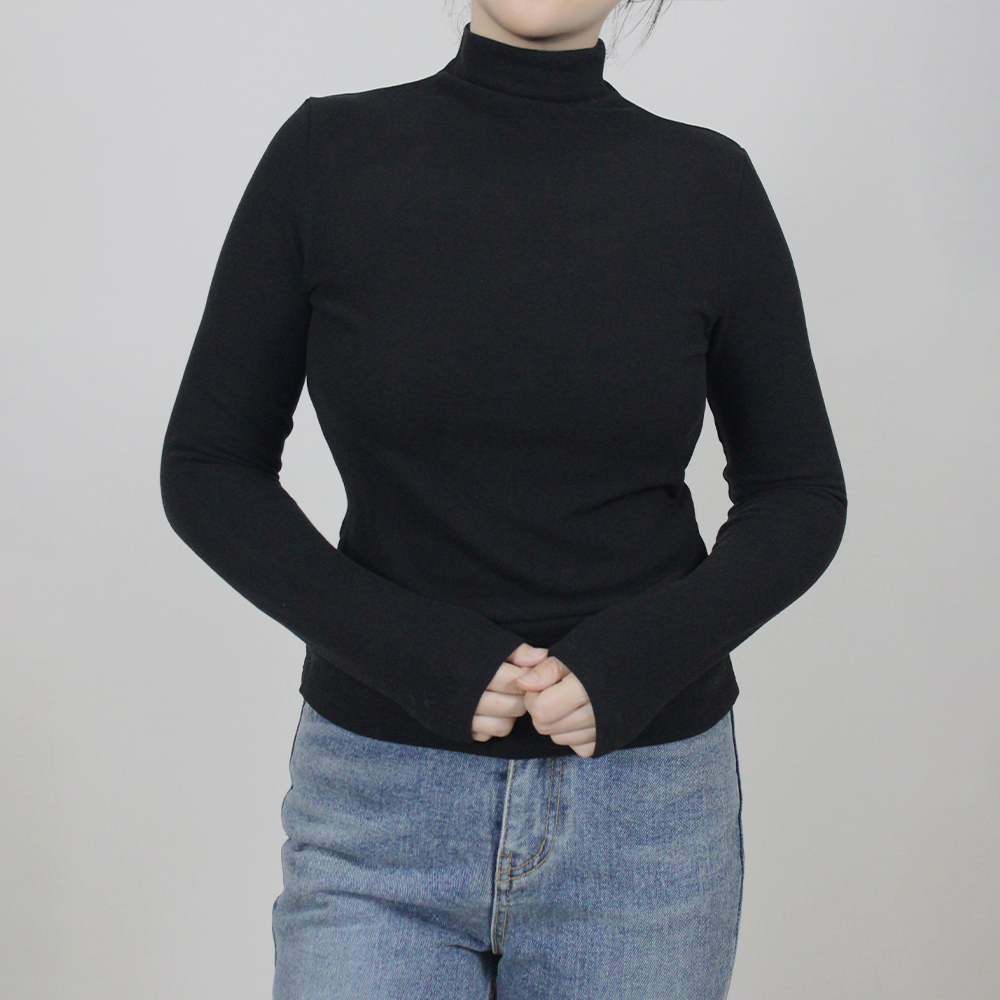 여성 가을 겨울 레이어드 이너 울 반목 장목 하이넥 스킨 목폴라 이미지 7
