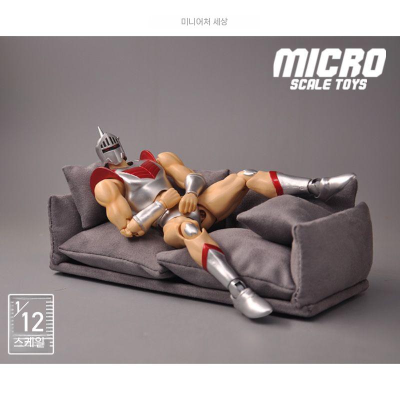 스케일 미니어처 의자 인형 하우스 거실 침실 그레이 러브시트 소파 (18x7.3x5. 1/12 스케일 모델 - 상세 이미지 3