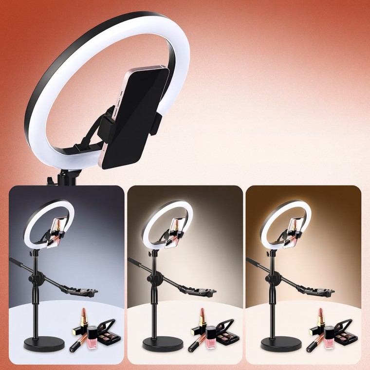 멀티 앵글 스탠드 링라이트 26cm 조명 항공샷 스마트폰 거치대 - 메인 이미지