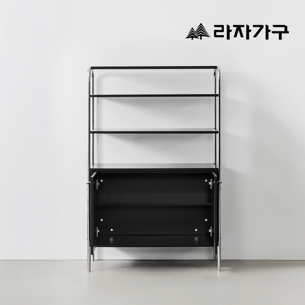 라자가구 휴고 E0 미드센츄리 높은 거실 철제 다용도 3단 선반 수납장 800 여닫이형 - 상세 이미지 4