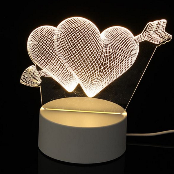 인테리어 하트 무드등 3색 하트 조명등 수유등 탁상