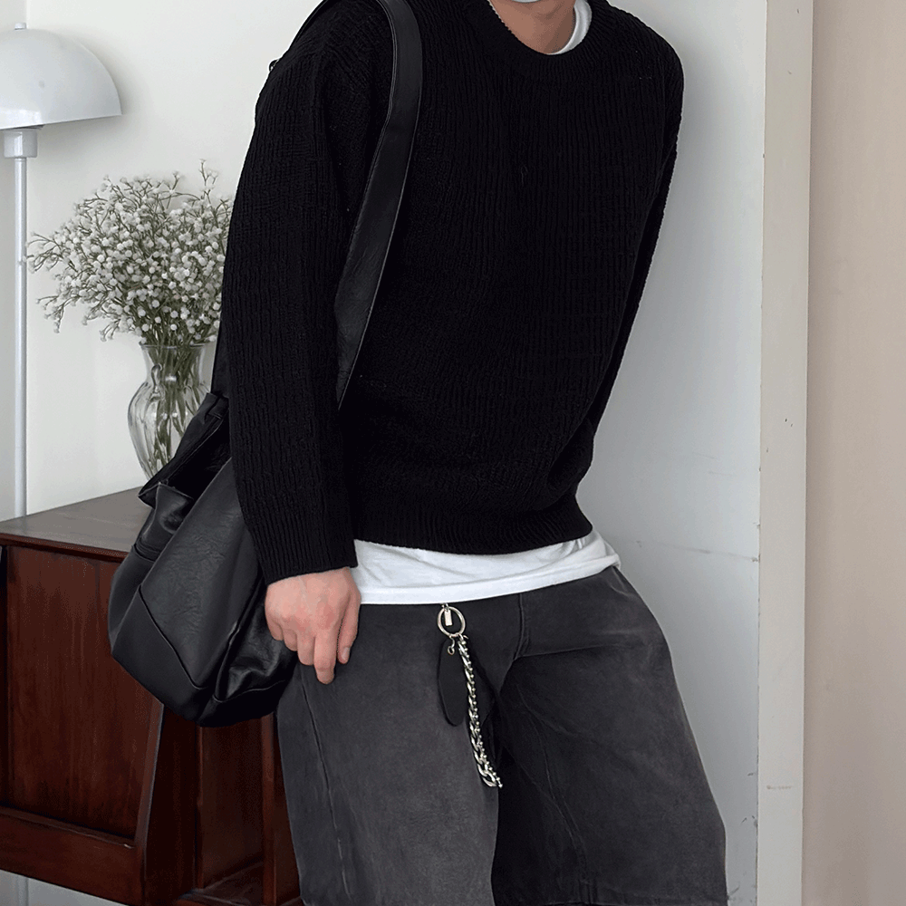 케이블니트 남자긴팔티 남자겨울니트 - 상품 이미지