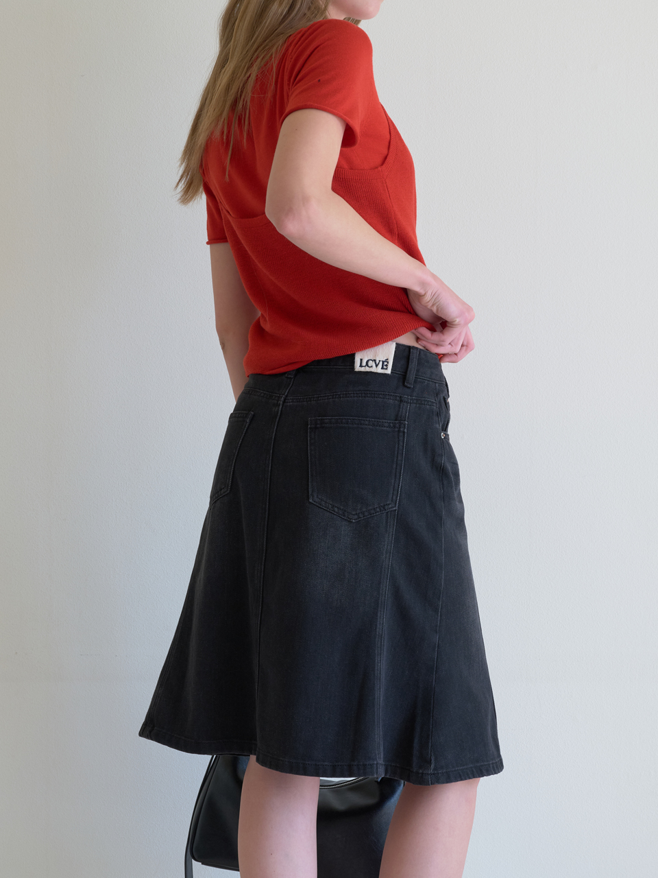 [엘씨브이] DENIM MERMAID MIDI SKIRT_BLACK