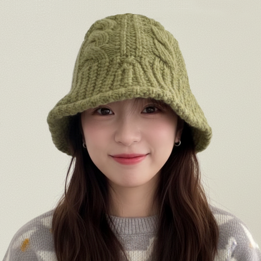 여성 니트모자 겨울모자 뜨개 산책 명품 벙거지모자 꽈배기 버킷햇
