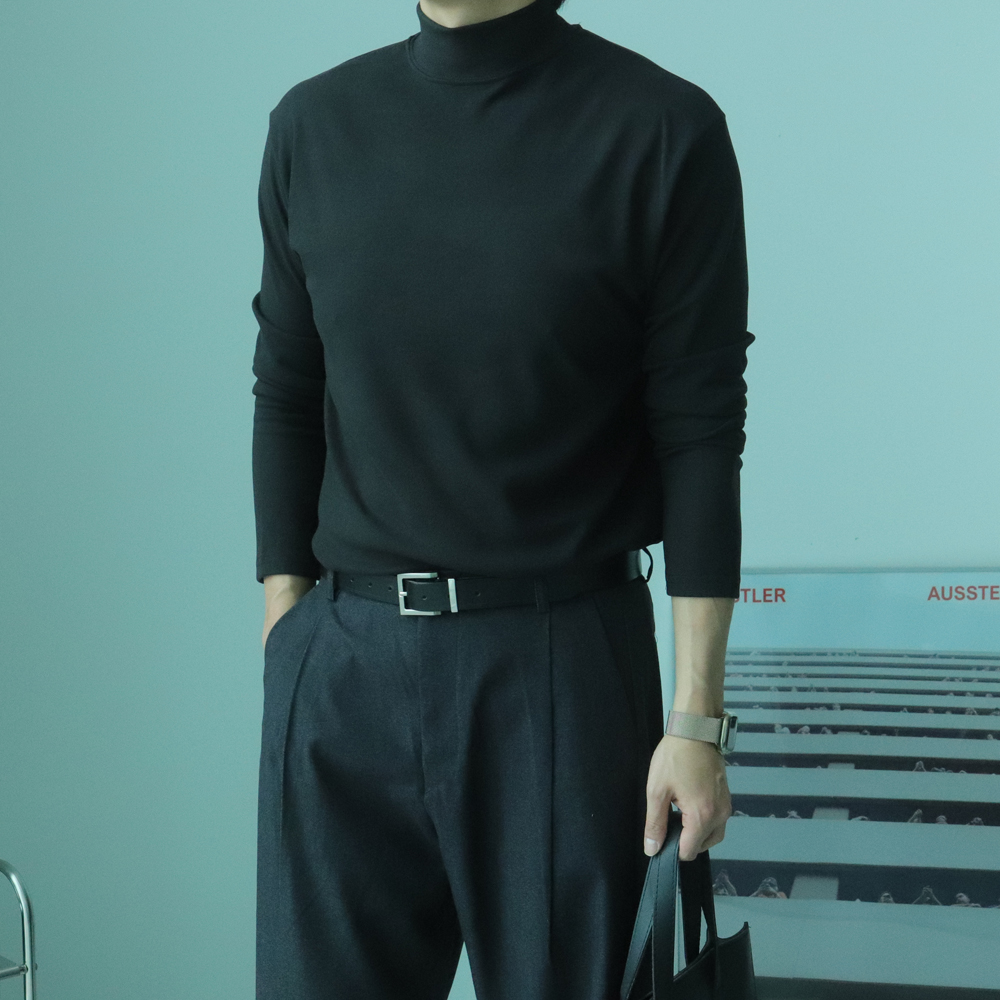 남자 니트 반목폴라 모크넥 하프넥 기모 니트 남자 목폴라 - 상세 이미지 2