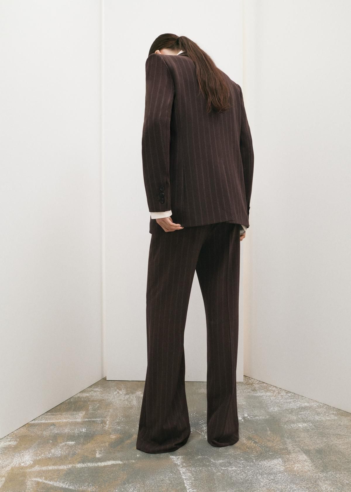 망고 핀스트라이프 테일러드 정장 팬츠 27071338 MARRON - 상세 이미지 4