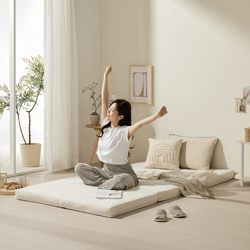 천연라텍스 매트리스 3단 접이식 매트리스 바닥 침대 라텍스 매트 매트릭스 5cm HS