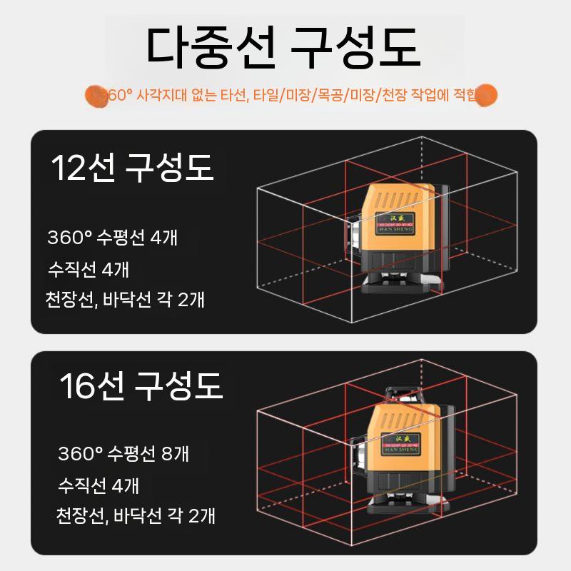 미니레이저레벨기 멀티 테스터기 레이저레벨기 수평기 빨간불 8선식(이중 수직 수평X) - 상세 이미지 4