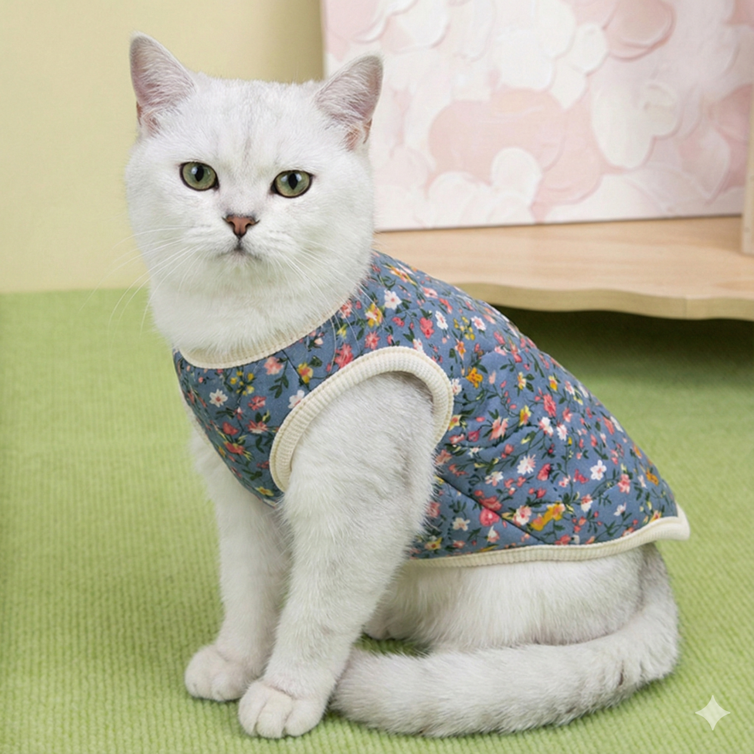 강아지 꽃무늬 조끼 후리스 고양이 할머니 조끼 애견 김장 조끼