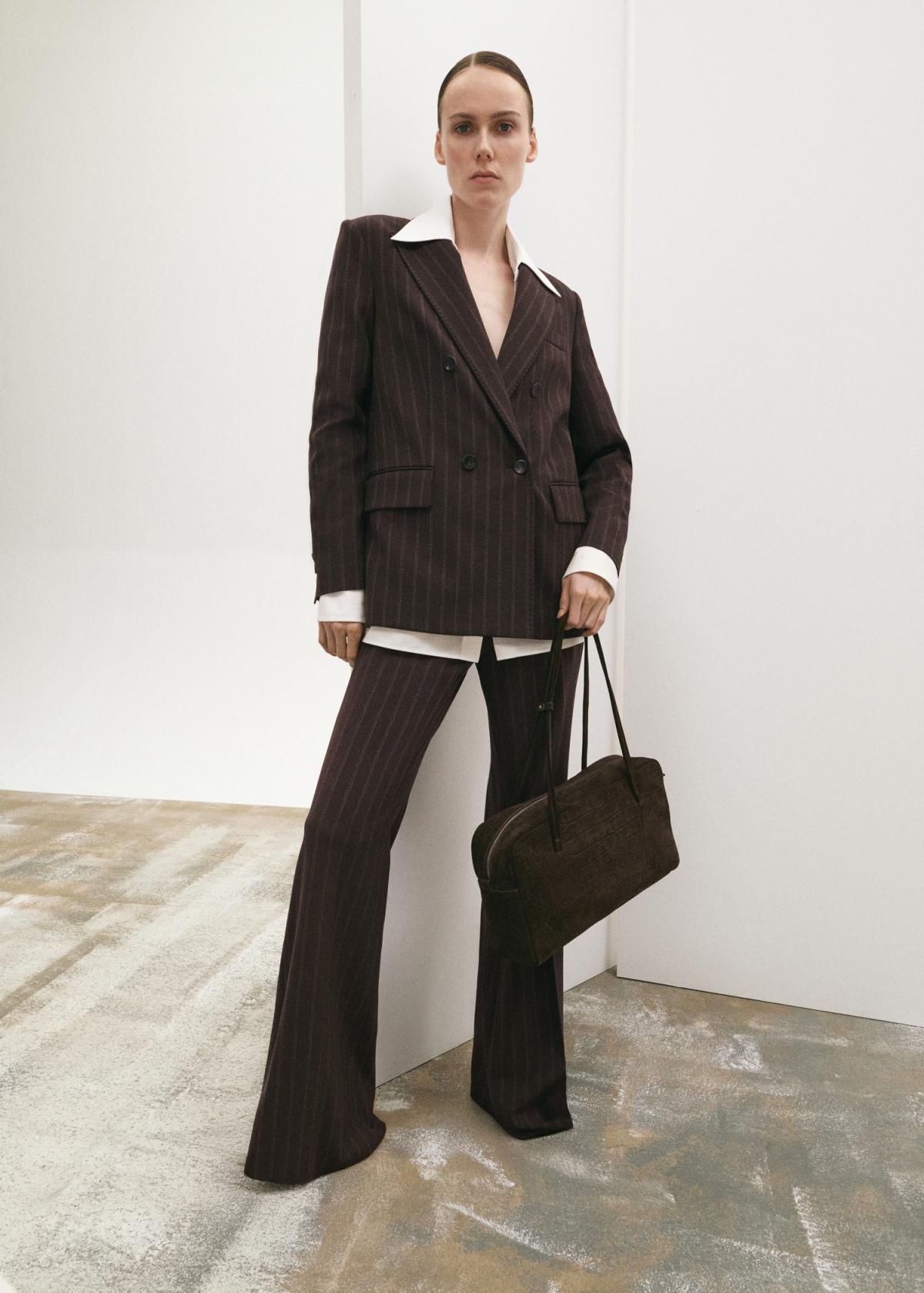 망고 핀스트라이프 테일러드 정장 팬츠 27071338 MARRON - 상세 이미지 3