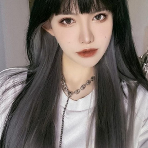 하이라이트 브릿지 붙임머리 데일리 컬러 붙임머리 여자 생머리 똑딱이 가발 - 상품 이미지
