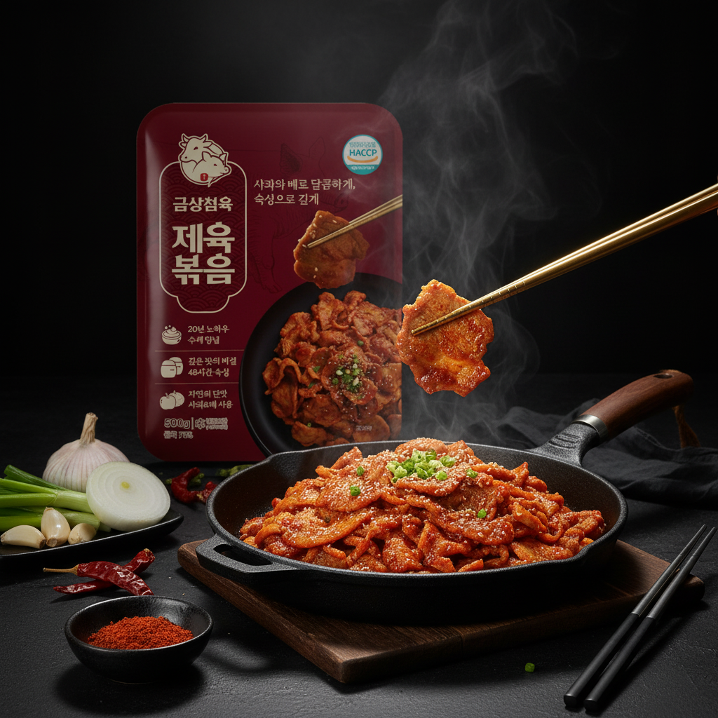 제육볶음 500g 단짠 매운 맛 간편한 밥도둑 반찬 밀키트 금상첨육 제육덮밥 두루치기 - 상품 이미지