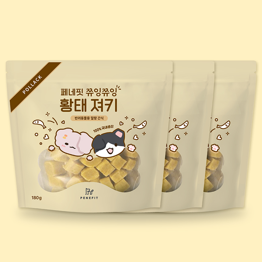 페네핏 강아지 져키 훈련용 칭찬 간식 대용량 황태, 180g, 3개 - 상품 이미지
