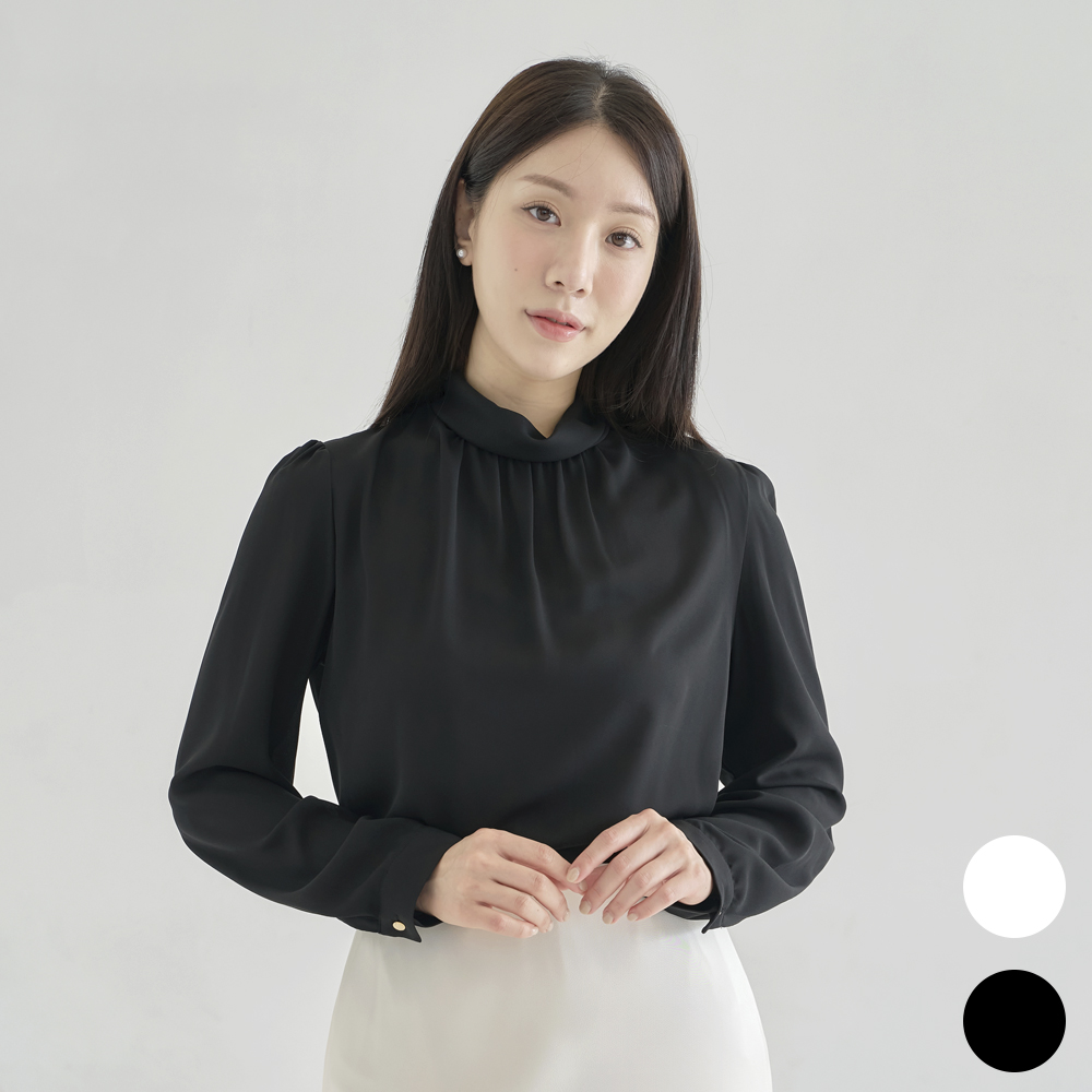 터틀넥블라우스 정장룩 셔링디자인 여성패션 오피스룩