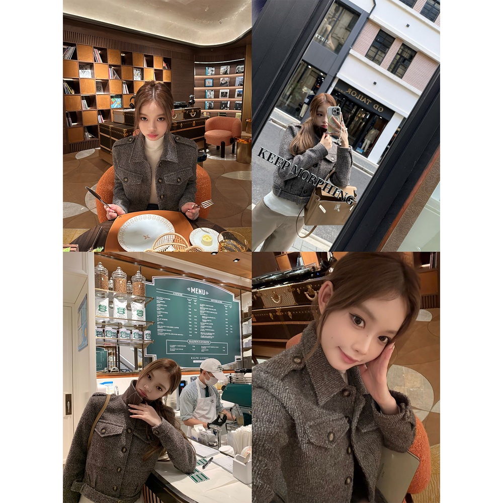울 크롭 자켓 트윌 쇼트 퀼팅 벨트자켓 2color - 상세 이미지 3