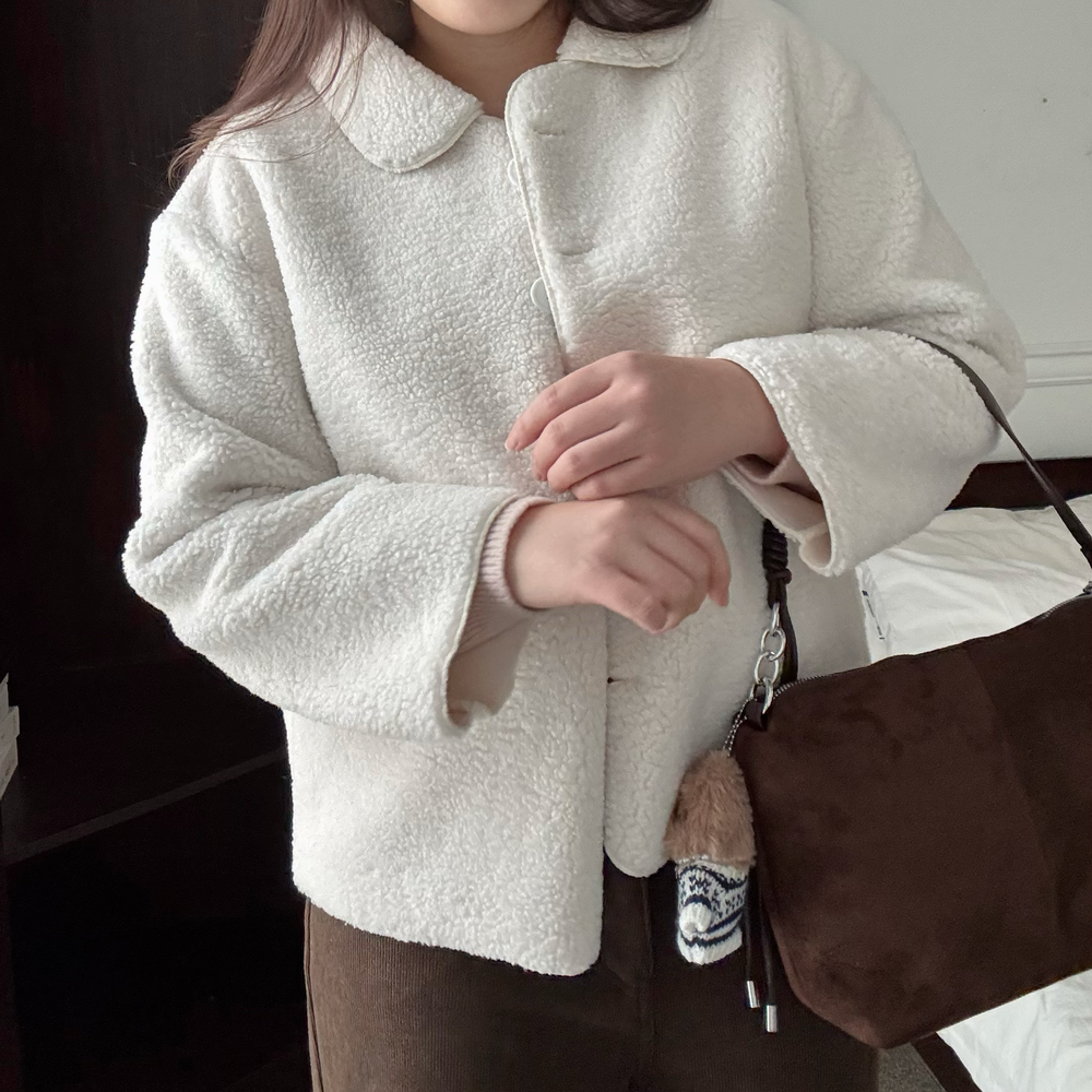 여성무스탕자켓 양털 뽀글이 무스탕 코트 - 상세 이미지 4