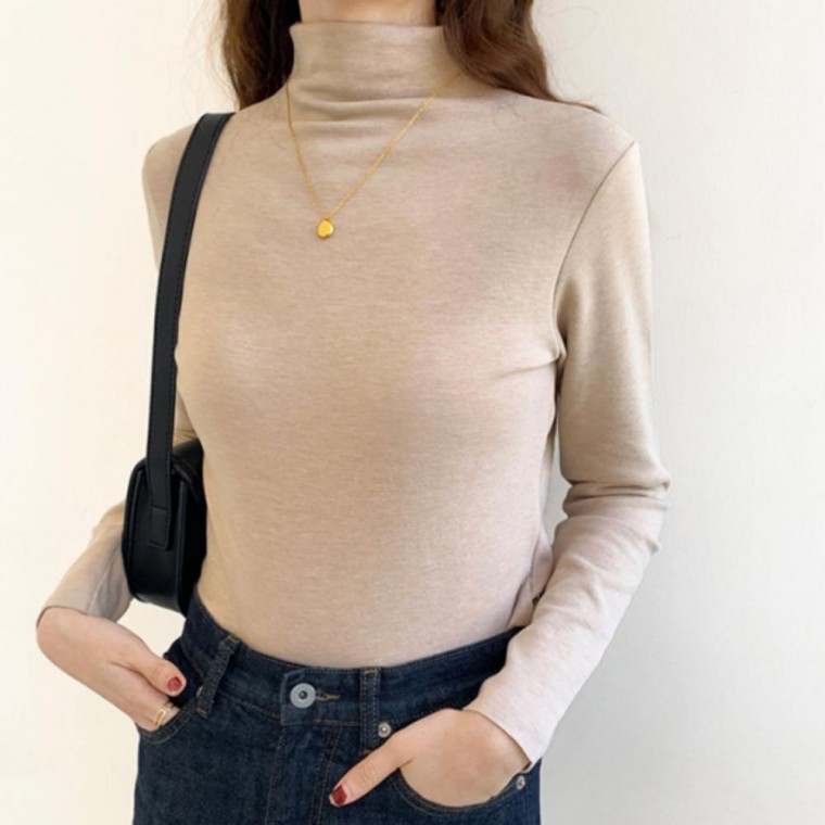 반폴라 티셔츠 여성 베이직 기본 무지 데일리 - 상품 이미지