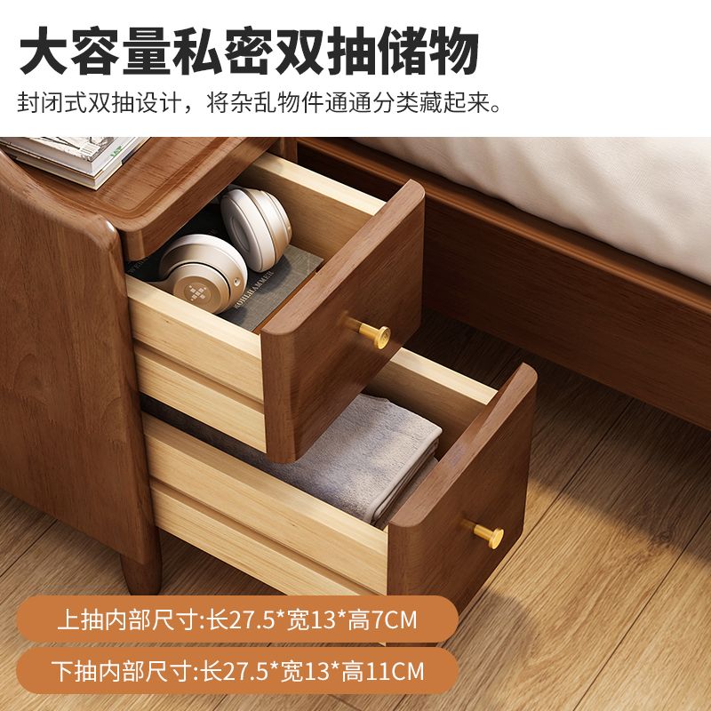 모듈협탁 서랍 틈새 샌달우드 침실 침대협탁 원목 침대 튤립 백단 40CM 더블 드로우 완전 조립(4피트 직접 설치) - 상세 이미지 5
