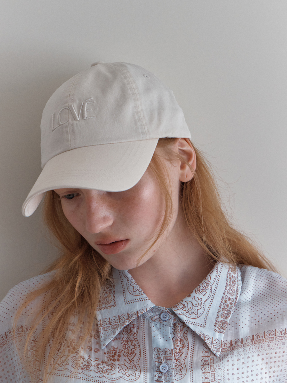 [엘씨브이] LCVE LOGO WASHED COTTON BALL CAP_IVORY