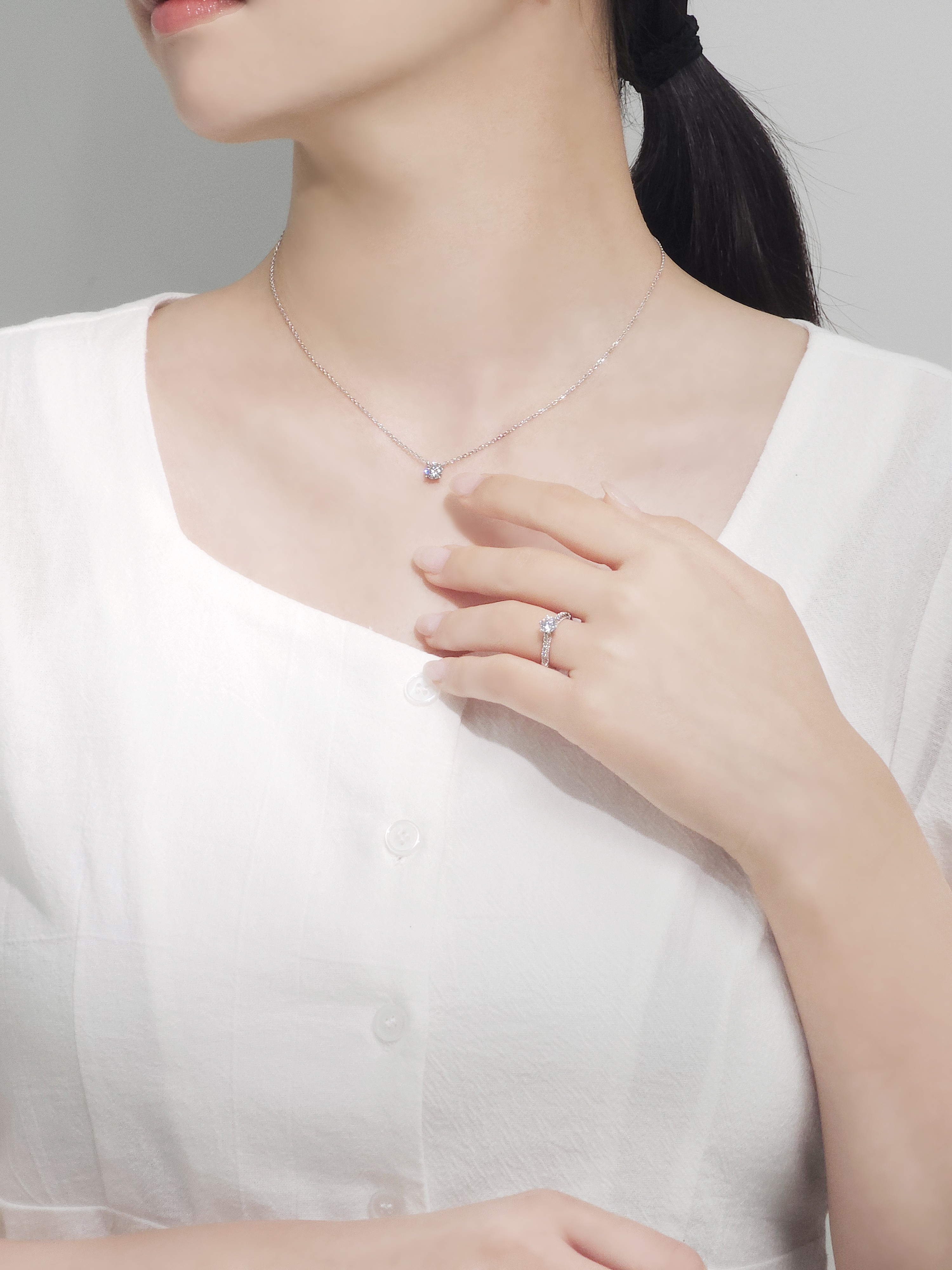 7부 랩다이아 목걸이 일체형 4프롱 IGI 랩다이아몬드 D컬러 14k 18k 이미지 6