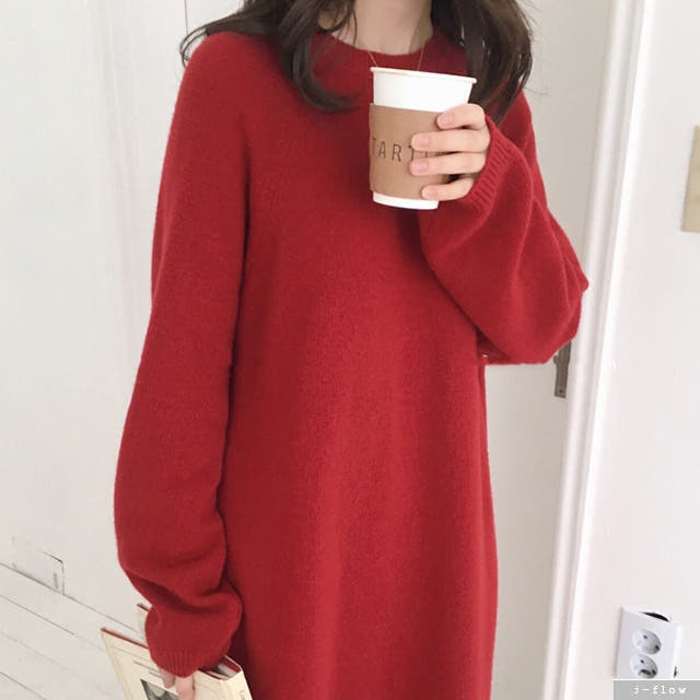 울 롱 니트 원피스