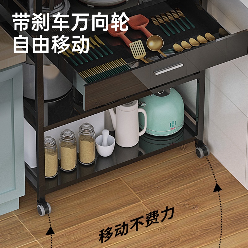 밥솥 전자레인지 선반 전자렌지 렌지대 에어프라이어 수납장 3단 화이트 - 상세 이미지 3