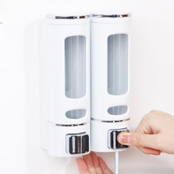 푸쉬형 벽걸이 디스펜서 린스 욕실 디스펜서 물비누 샴푸 화이트 400ml - 상품 이미지