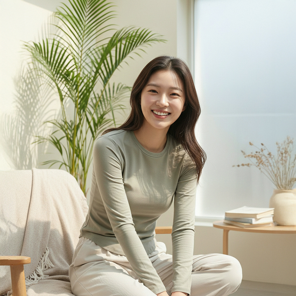 누모 노브라티 요가 필라테스 롱슬리브 스판 레이어드 이너 긴팔 브라 티셔츠 - 상세 이미지 4