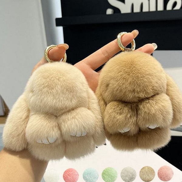 복실복실 토끼 털 키링 귀여운 토끼 인형 키링 열쇠고리 가방 - 상품 이미지