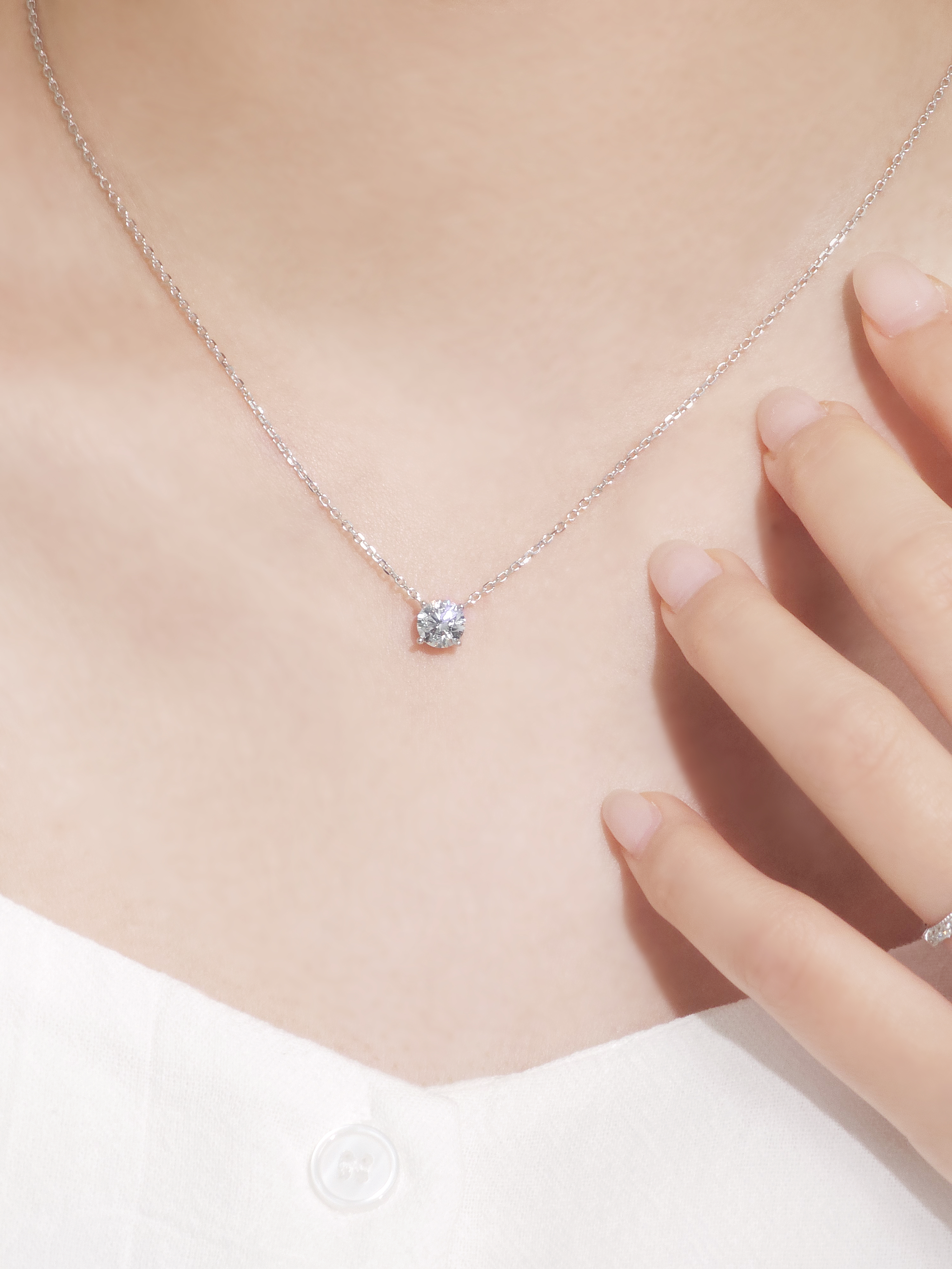 1캐럿 랩다이아 목걸이 일체형 4프롱 IGI 랩다이아몬드 D컬러 14k 18k - 상세 이미지 5