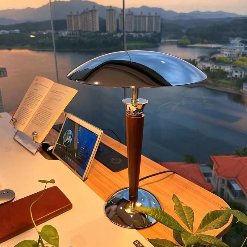 우드 조명 무드등 인테리어 스탠드 식탁등 모던 UFO 테이블 램프 월넛 삼색 빛 전원 스위치 버튼 - 상세 이미지 4