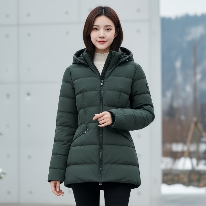 밀레 아웃도어 여성 겨울 아웃도어 구스다운 후드 패딩점퍼 - 메인 이미지