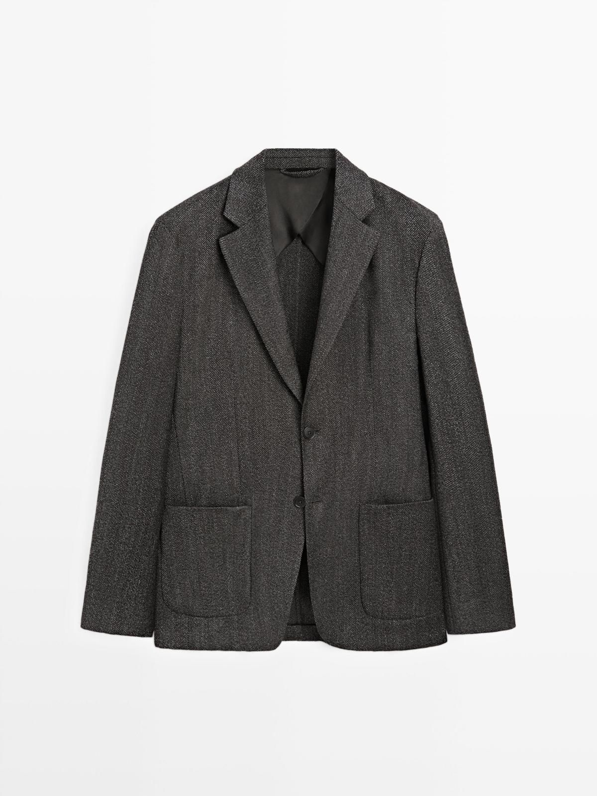 마시모두띠 헤링본 울블렌드 테일러드 블레이저 2800/351 CHARCOAL - 상품 이미지