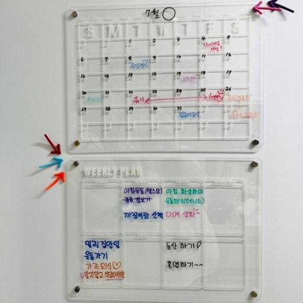냉장고 아크릴 메모 보드 자석 월간 메모 보드 투명 주간 - 상품 이미지