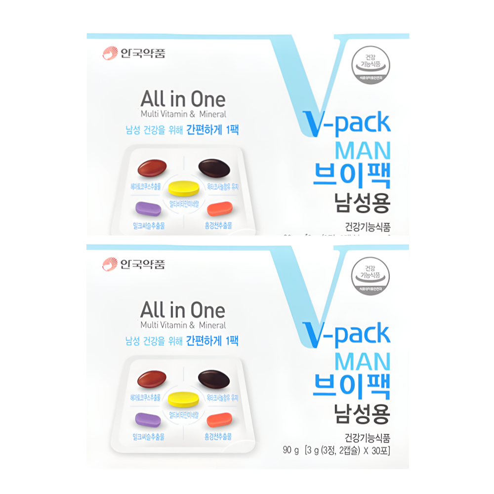 안국약품 브이팩 남성용 종합 멀티 비타민 30포X2박스 - 메인 이미지
