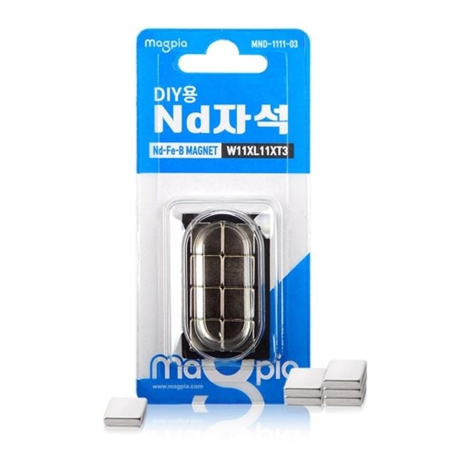 (마그피아) DIY용 ND자석 사각형 (11Wx11Lx3T)/(MND-1111-03 8개입) 갑(10개입) - 메인 이미지