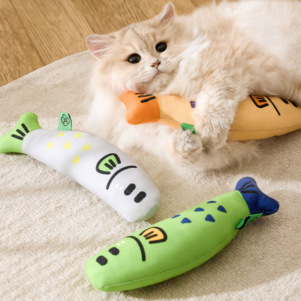 크레용펫 고양이 캣닢 쿠션 캣닙 물고기 인형 - 상품 이미지